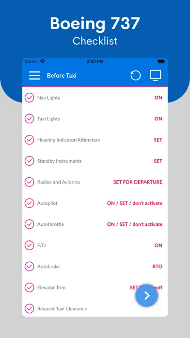 Captures d'écran de Boeing 737 Checklist