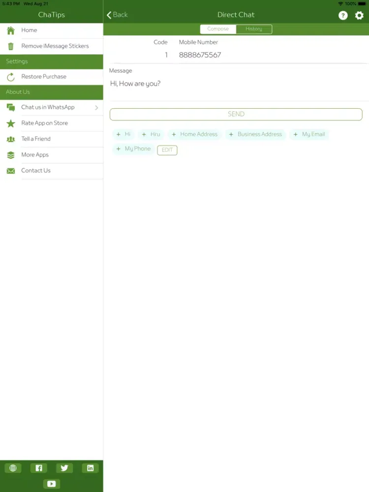 ChaTips - Status & Direct Chat iPad  スクリーンショット