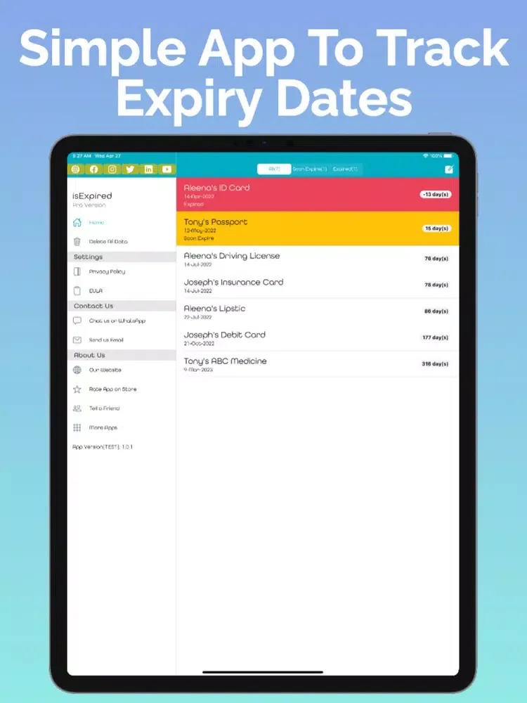 IsExpired - Expiry Reminder iPad 应用截图