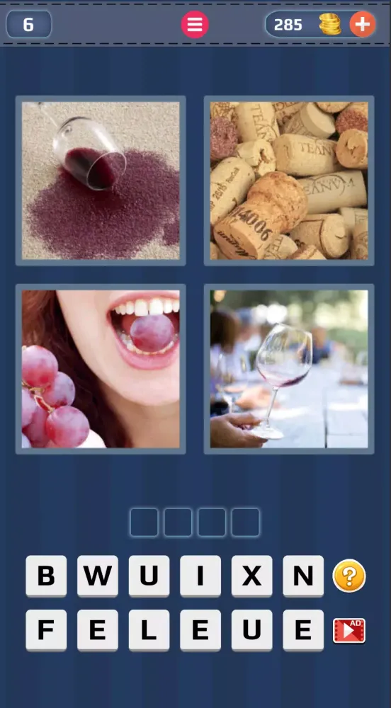 Ảnh chụp màn hình của 4 Pics 1 Word: Guess the Word