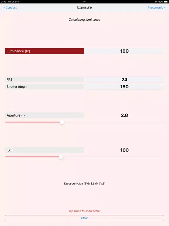 Ảnh chụp màn hình của LuxCalc iPad 
