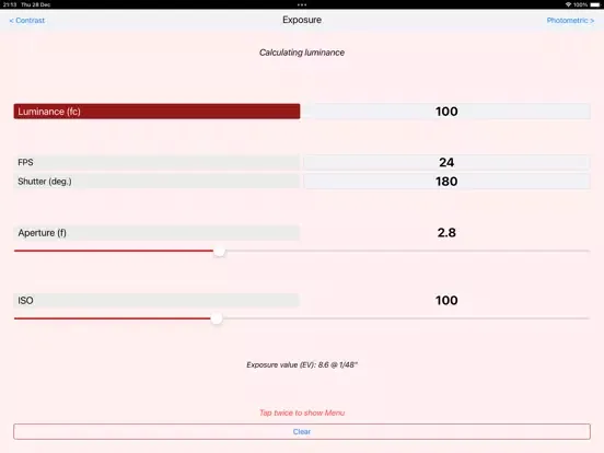 Ảnh chụp màn hình của LuxCalc iPad 