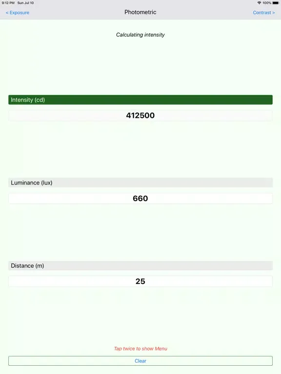 Ảnh chụp màn hình của LuxCalc iPad 