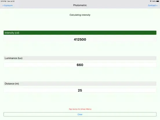 Ảnh chụp màn hình của LuxCalc iPad 