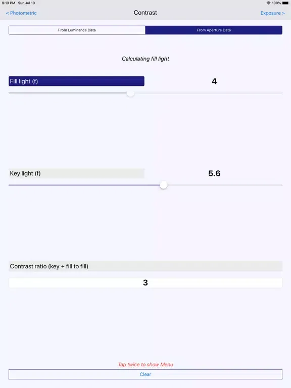 Ảnh chụp màn hình của LuxCalc iPad 