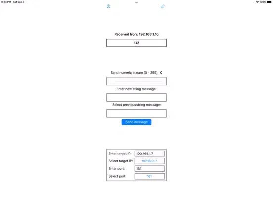 Скриншоты UDPtester iPad 