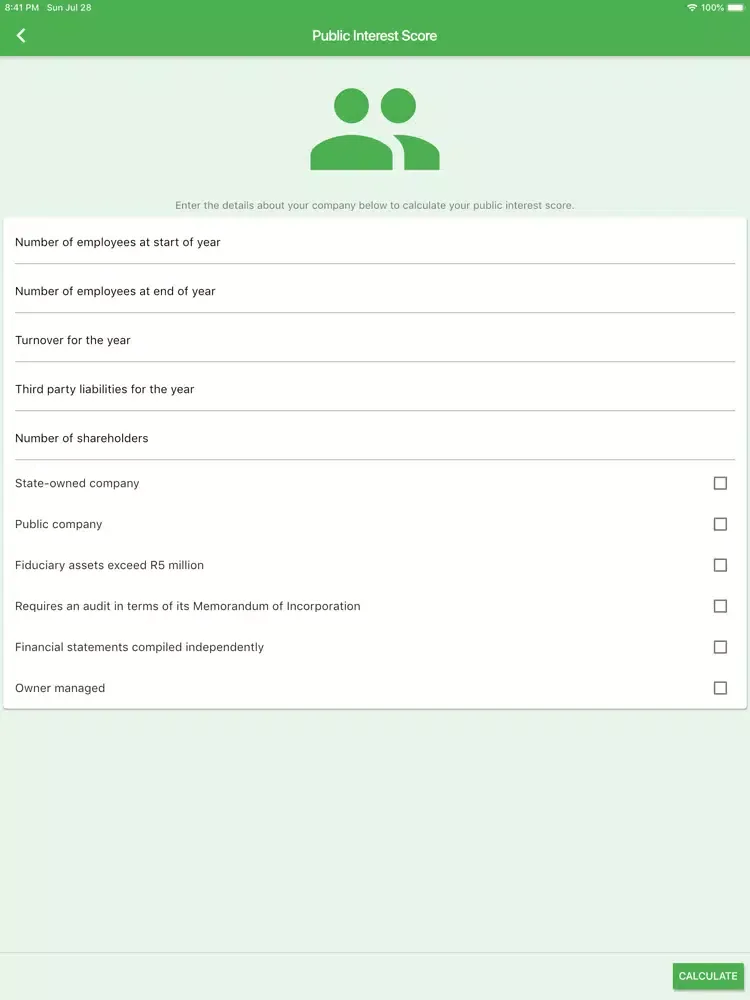 Ảnh chụp màn hình của BizProf Governance iPad 
