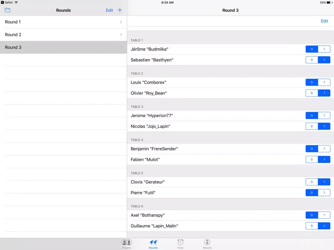 Tournament Organizer for SW IA iPad  Screenshots