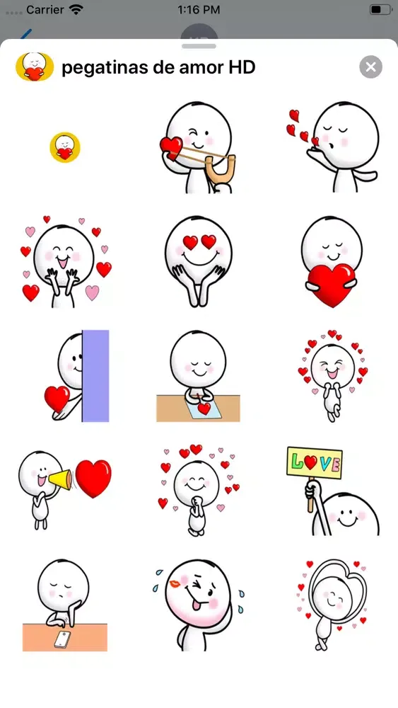 Capturas de tela do pegatinas de amor HD