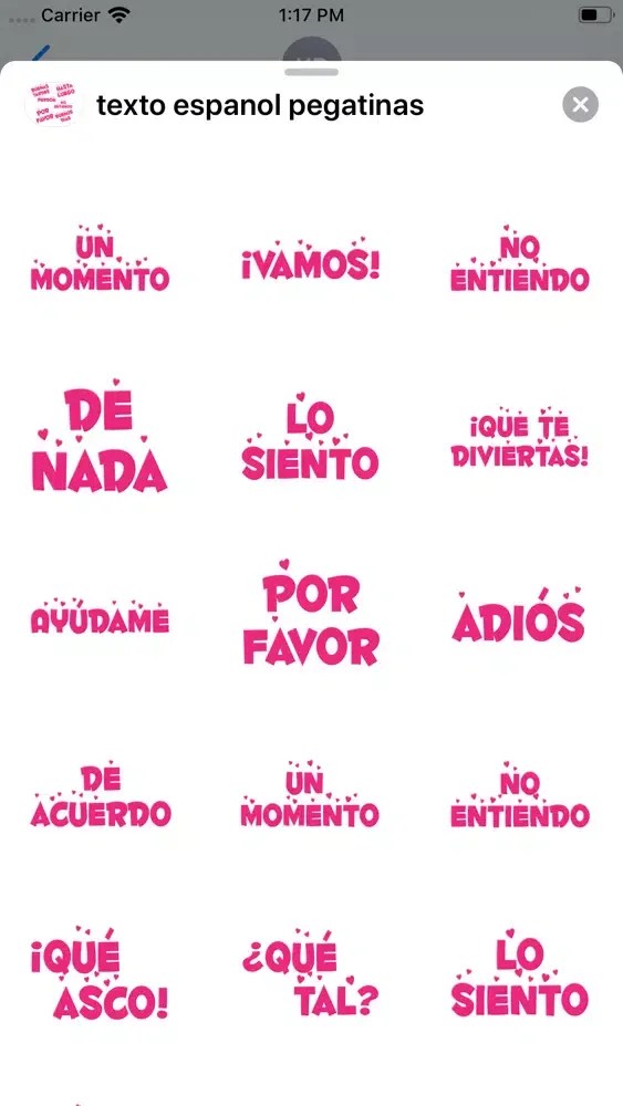 Captures d'écran de texto español pegatinas
