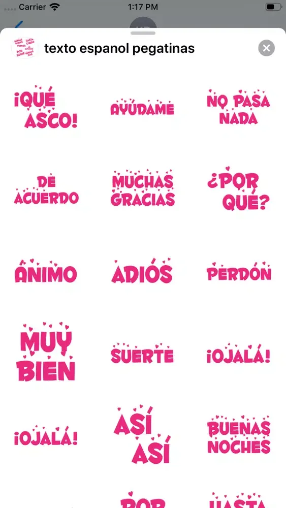 Captures d'écran de texto español pegatinas