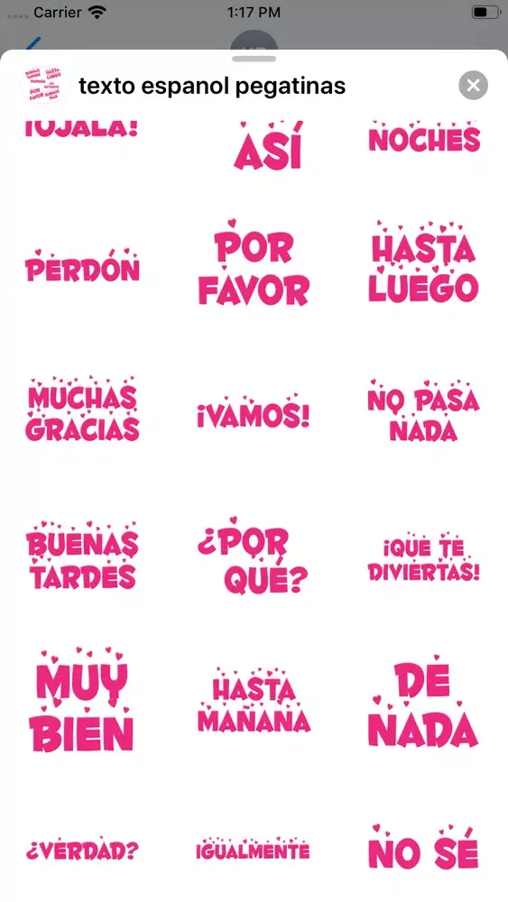 Captures d'écran de texto español pegatinas