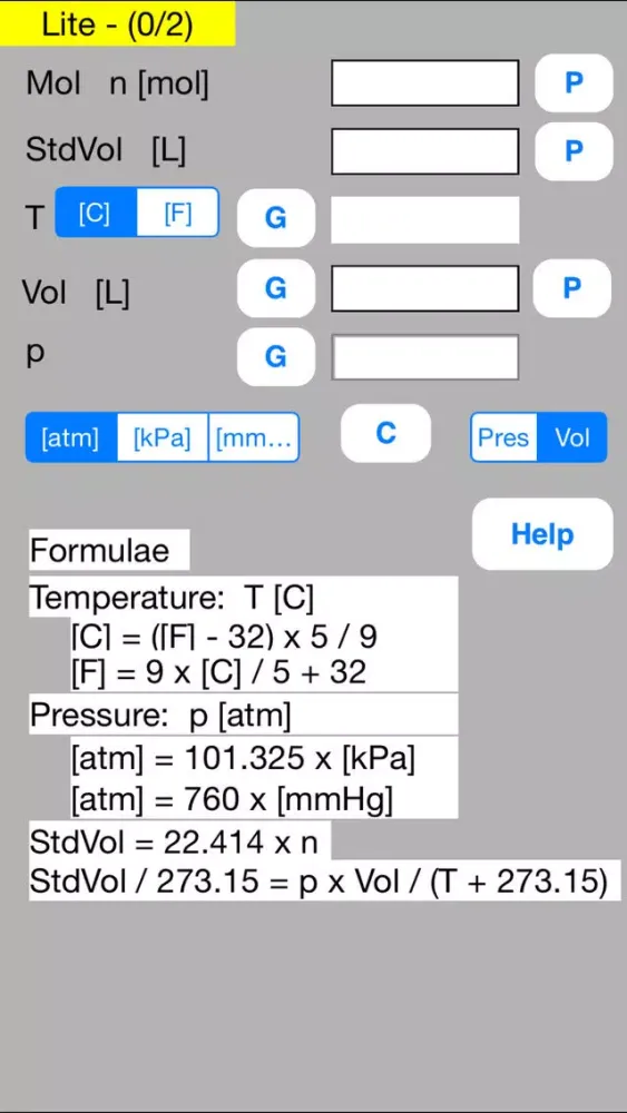 Boyle Charles Calculator Lite سکرین شاٹس
