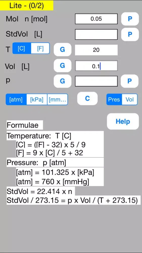 Boyle Charles Calculator Lite سکرین شاٹس
