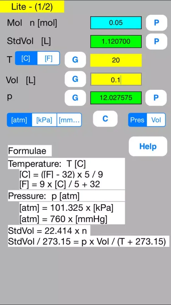 Boyle Charles Calculator Lite سکرین شاٹس