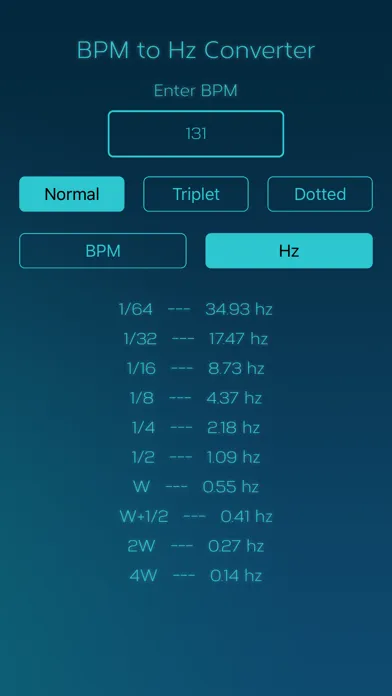 Captures d'écran de BPM to MS Converter