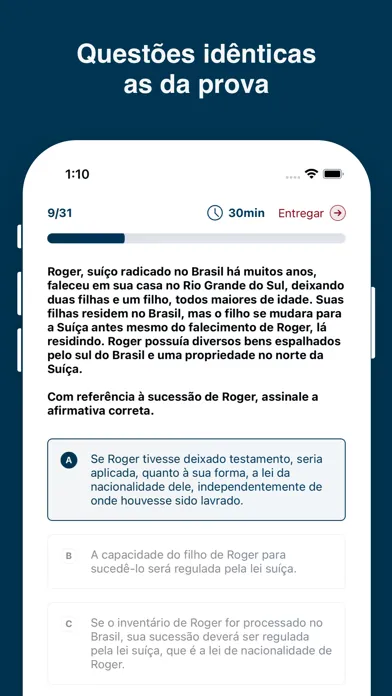 Simulados OAB Ekran Görüntüleri