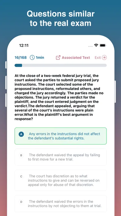 BAR Prep Exam 스크린샷