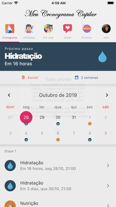 Ảnh chụp màn hình của Meu Cronograma Capilar