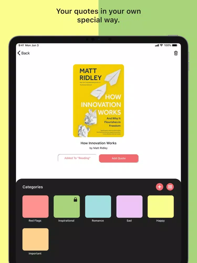 Noty - Save Book Quotes iPad  スクリーンショット