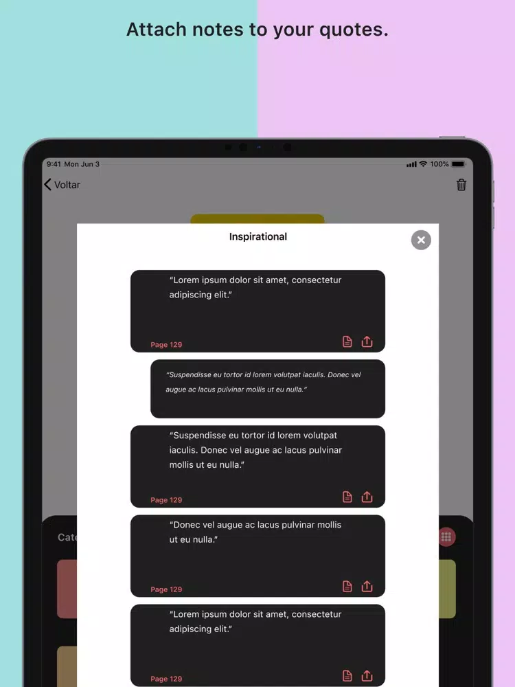 Noty - Save Book Quotes iPad  スクリーンショット