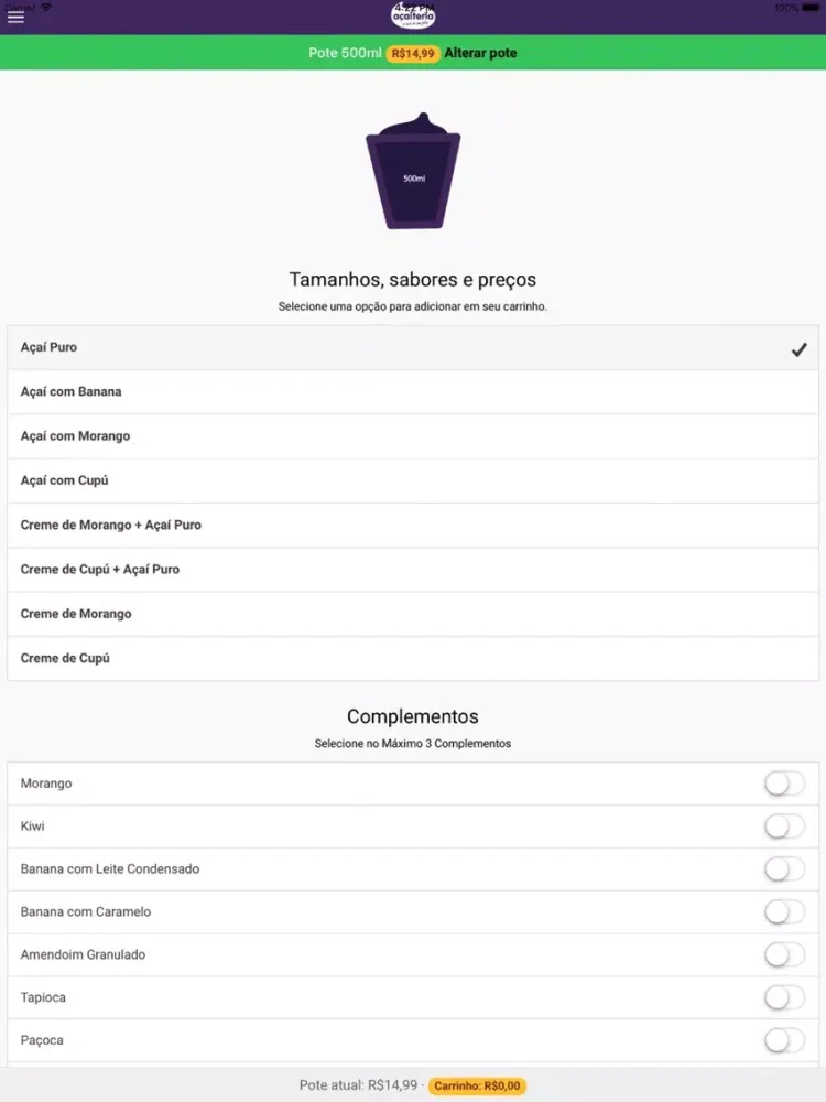 Açaiteria Delivery iPad  स्क्रीनशॉट