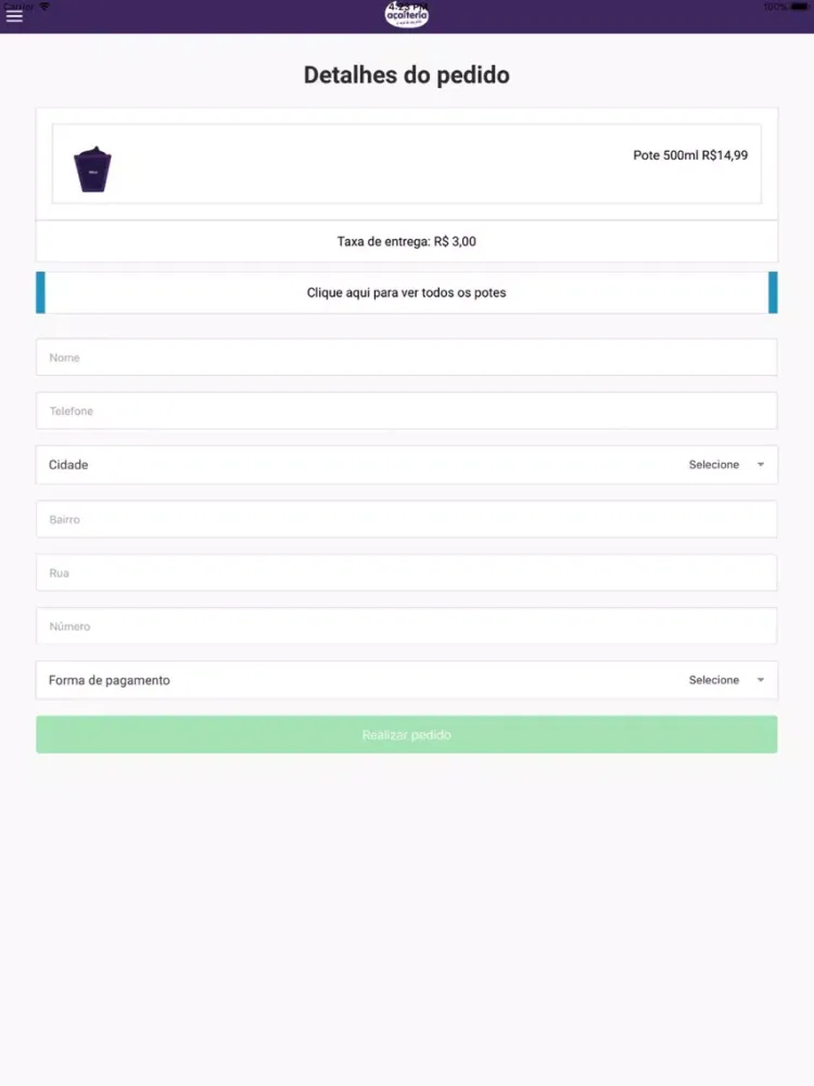 Açaiteria Delivery iPad  स्क्रीनशॉट