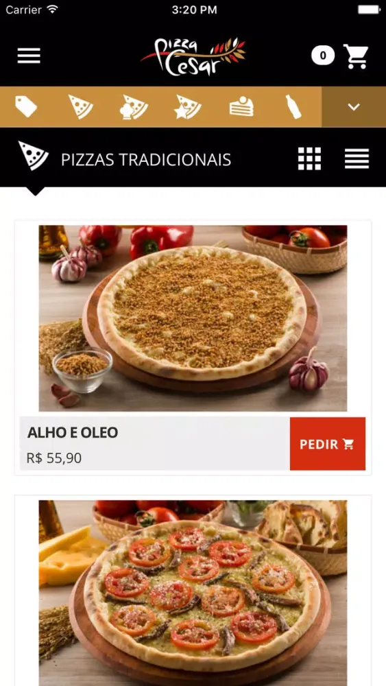 Tangkapan skrin Pizza Cesar