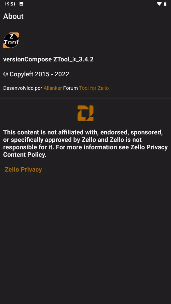 Button for the Zello Screenshots