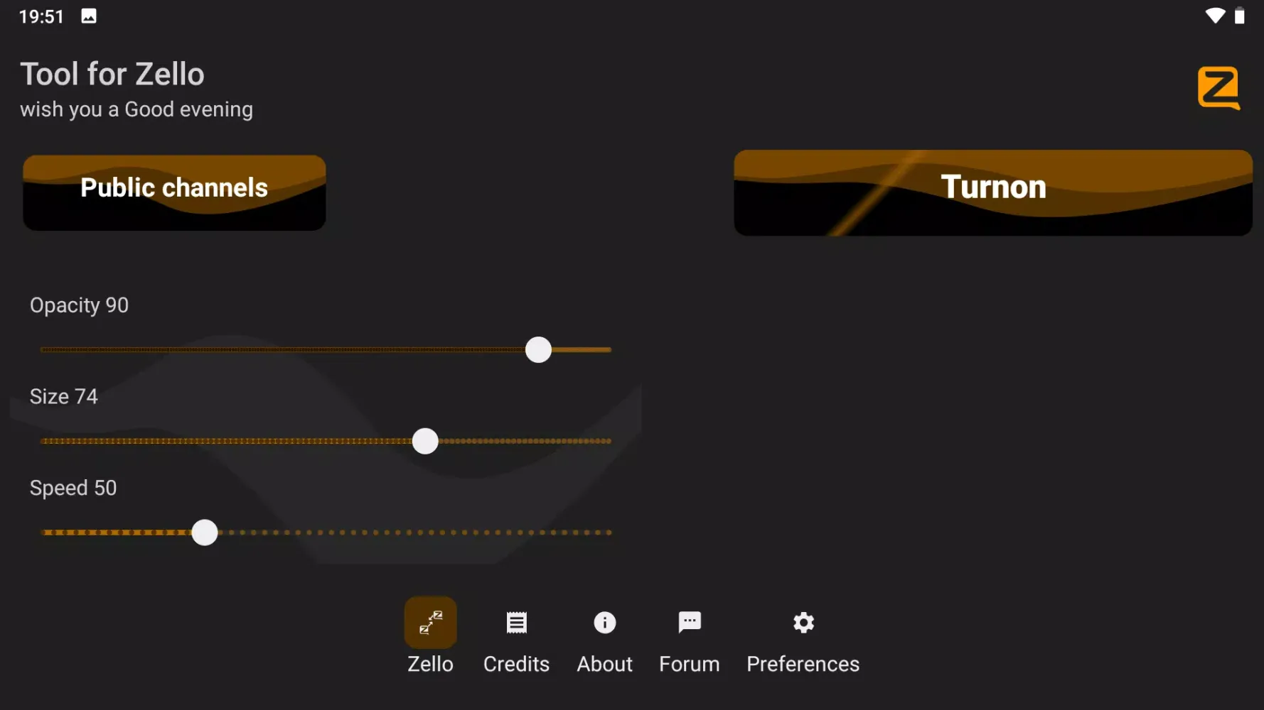Button for the Zello Screenshots