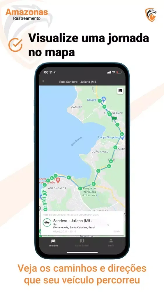 Tangkapan skrin Amazonas Rastreamento