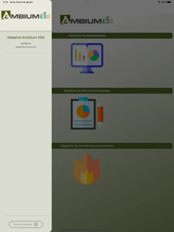 Capturas de tela do Ambium ESG iPad 