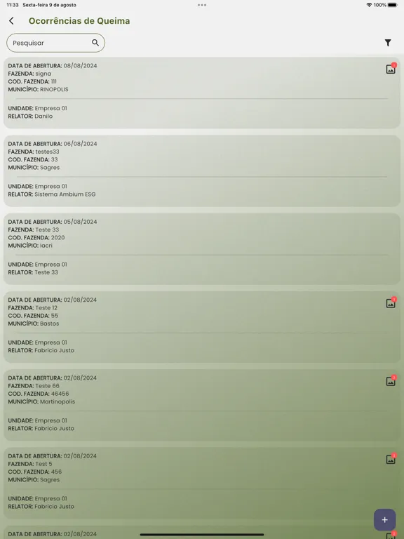 Capturas de tela do Ambium ESG iPad 