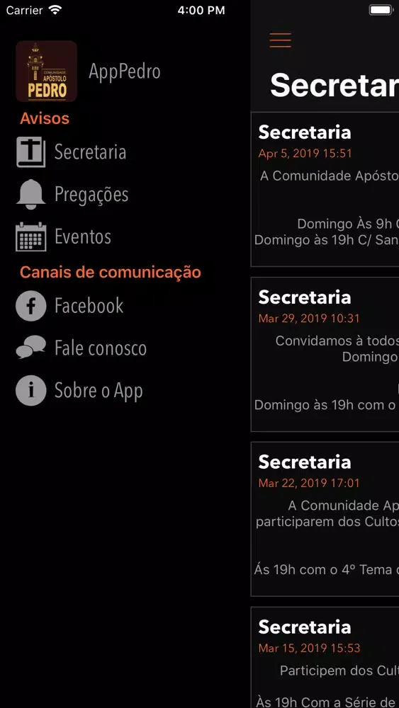 Screenshot di Comunidade Apóstolo Pedro
