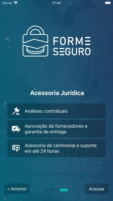 Capturas de tela do Forme Seguro