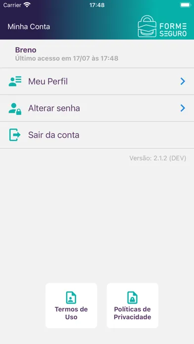 Capturas de tela do Forme Seguro