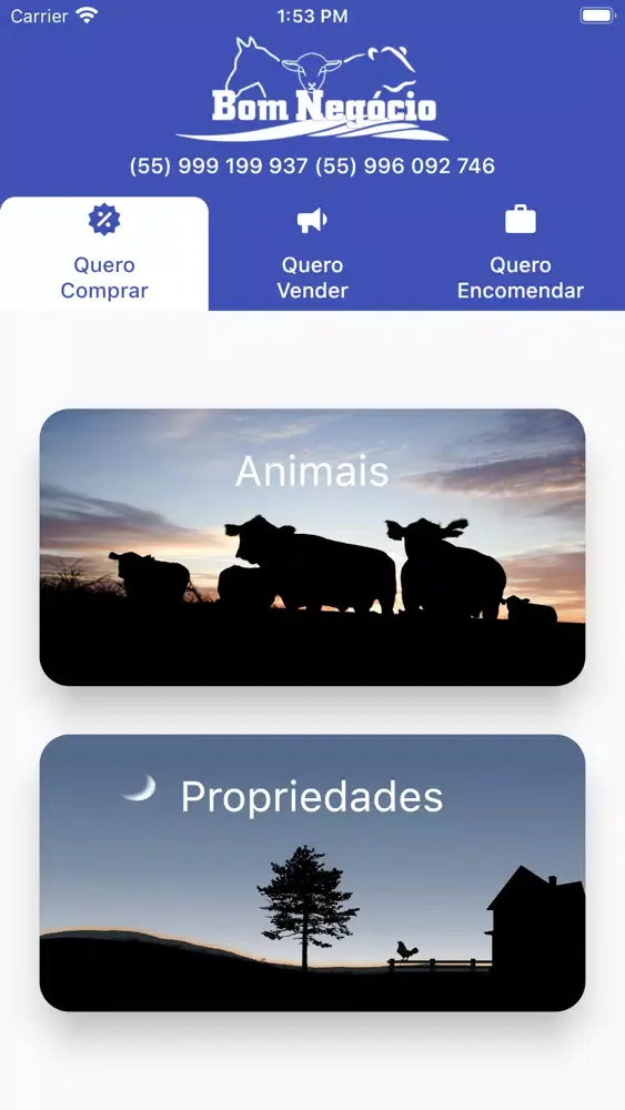 Tangkapan layar app Bom Negócio