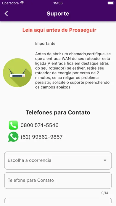 Capturas de tela do Opus Net Telecom
