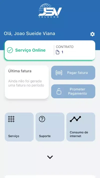 Capturas de tela do JSV TELECOM