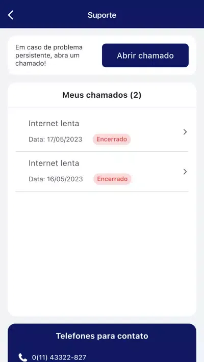 Capturas de tela do JSV TELECOM