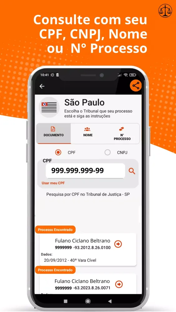 Consultar Processos Screenshots
