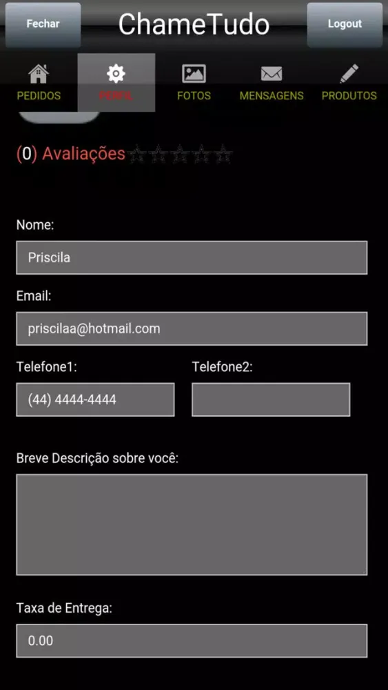 ChameTudo Fornecedor Ekran Görüntüleri