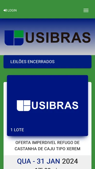 Leilão Usibras Ekran Görüntüleri