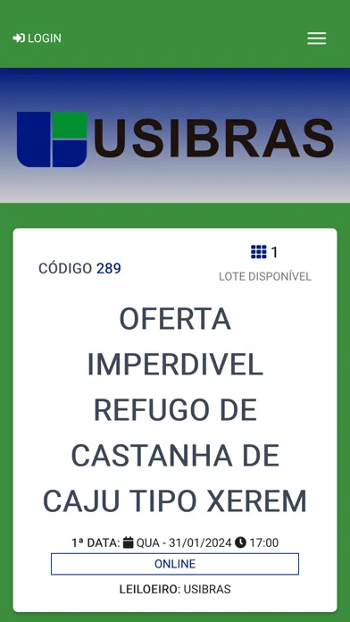 Leilão Usibras Ekran Görüntüleri