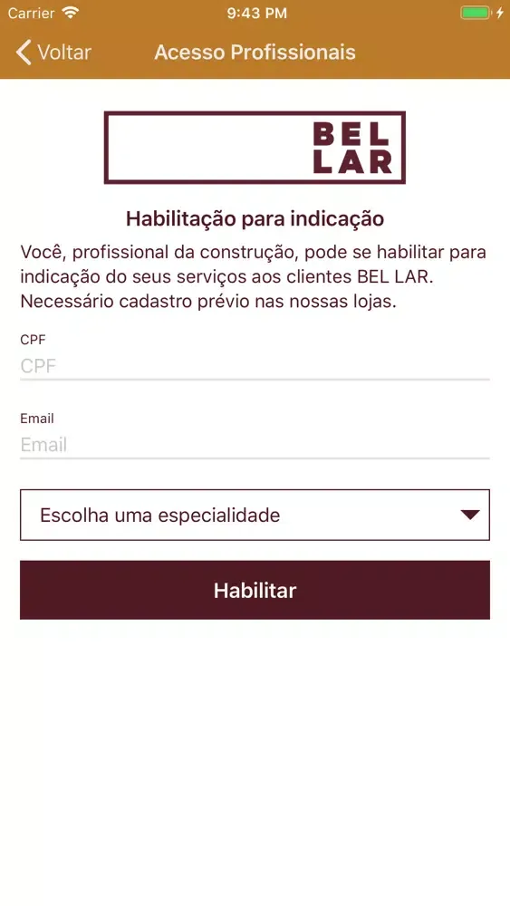Capturas de tela do BEL LAR