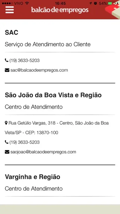 Captures d'écran de Balcão de Empregos