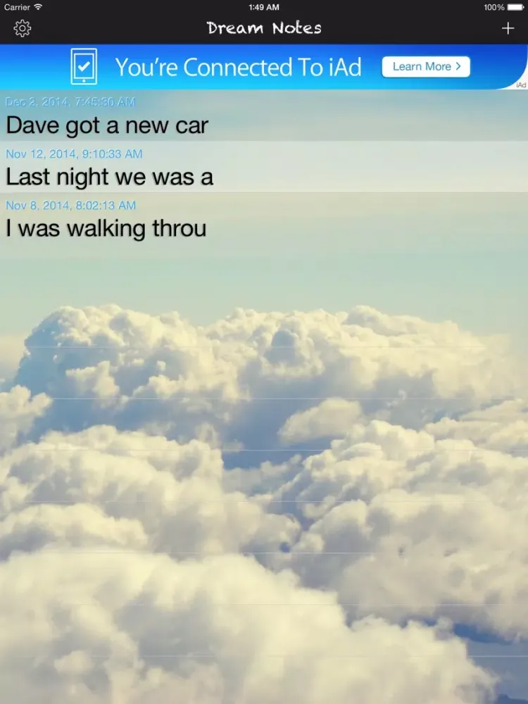 Tangkapan layar Dream Notes App iPad 
