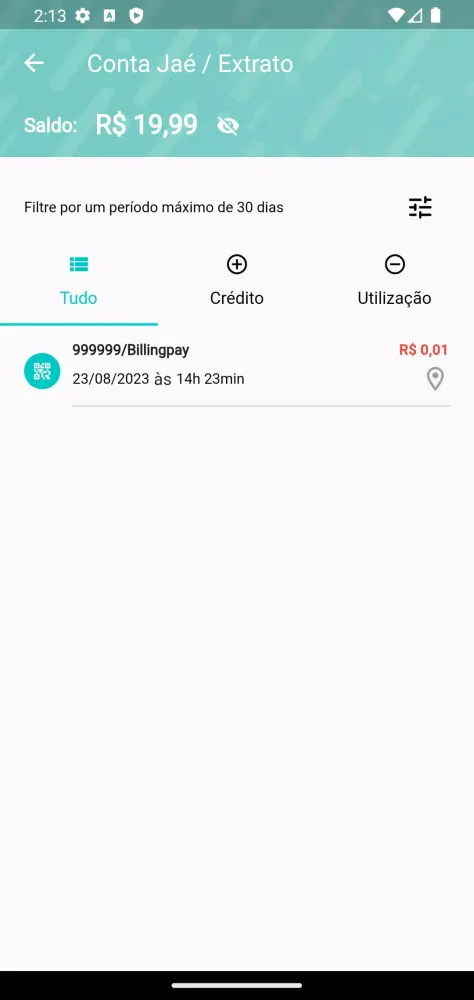 Capturas de tela do Jaé