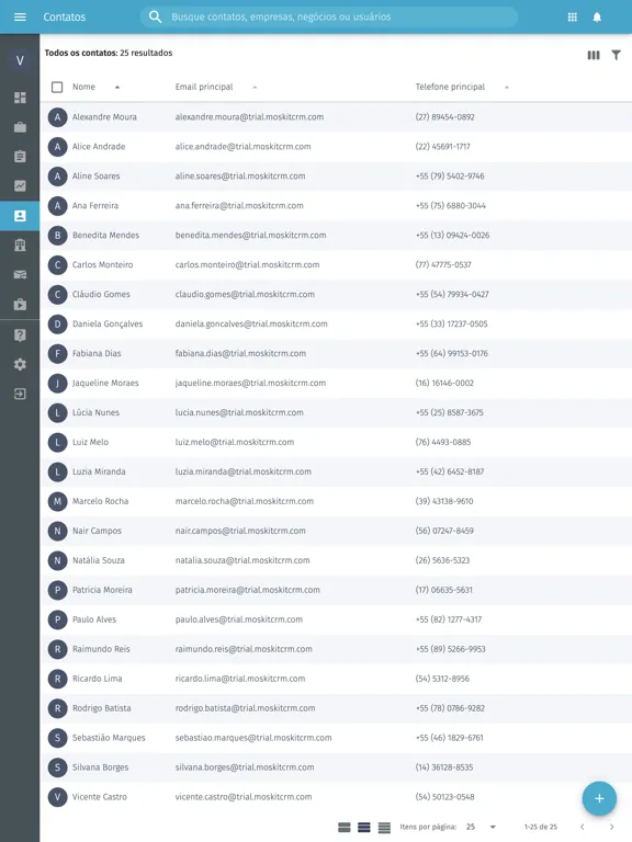 Capturas de tela do Moskit CRM iPad 