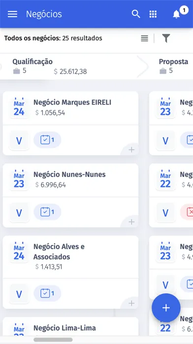 Capturas de tela do Moskit CRM